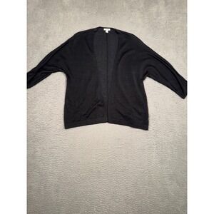 j Jill Black Linen Blend Knit Sweater Open Front Cardigan Sweater Size Large